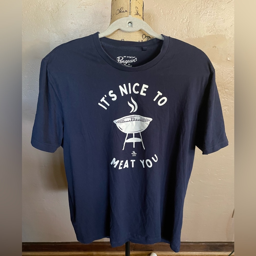 Original Penguin Dark Blue BBQ Graphic Tee Sz XL NWOT